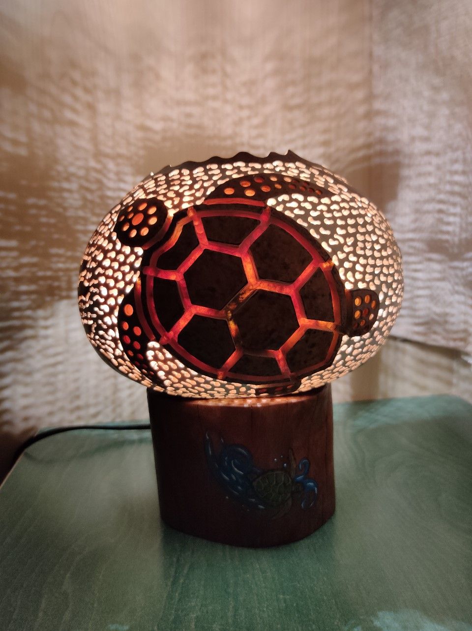 lámpara de calabaza tortuga