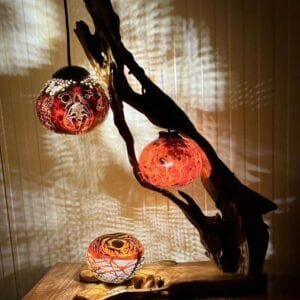 lampara pachamama artesanal tallada en calabaza