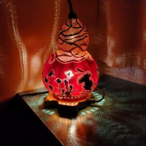 lampara buho artesanal tallada en calabaza